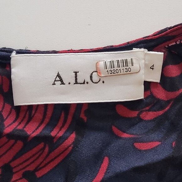 A.L.C. Size 4 RTR Bailey 100% Silk Midi Dress V-Neck Front Slit Floral Print - Picture 2 of 15